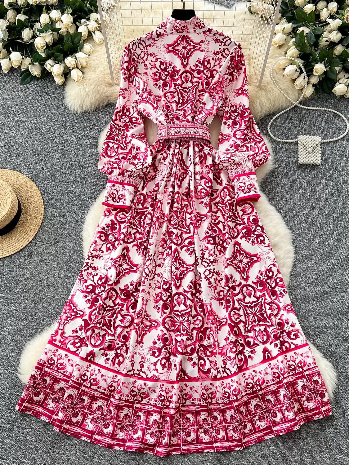 Peak elegance print dress ED183 images